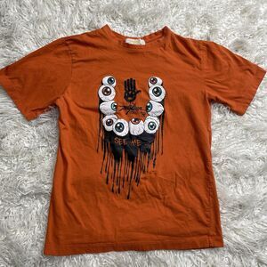 Miskeen T Shirt Kids L 14-16 Eyeballs Orange Y2K Fashion